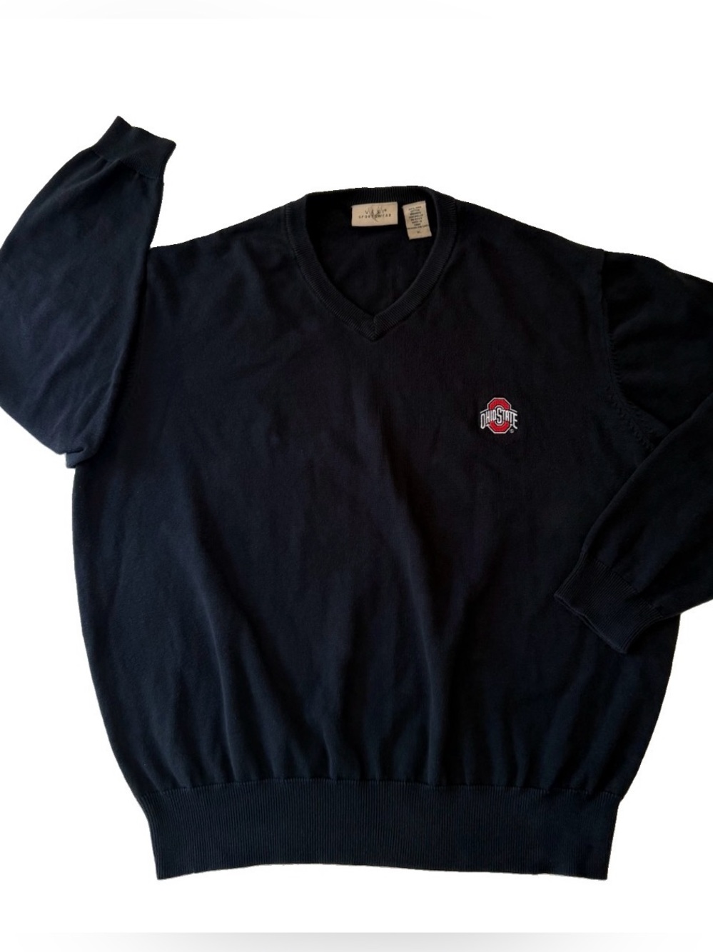 Ohio State Buckeyes Vesi Pima Cotton V Neck Sweater Mens XL Black Embroidered